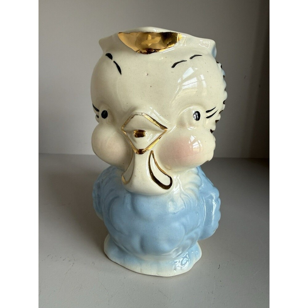 Vintage Shawnee Pottery Blue Bird Owl Water Pitcher Creamer Chickadee Planter
